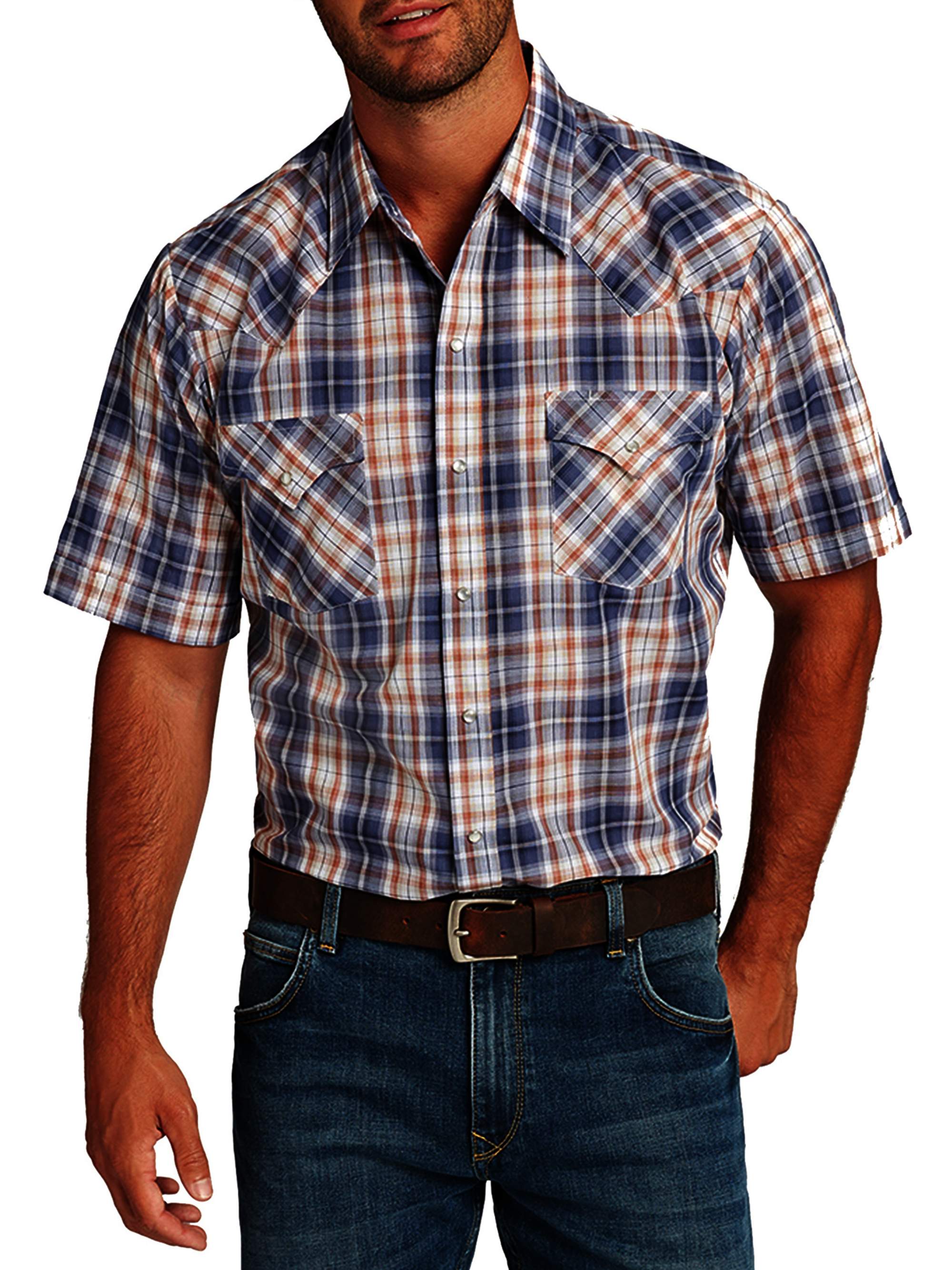 Ely Cattleman Men's Short Sleeve Plaid Western Shirt - Walmart.com ...