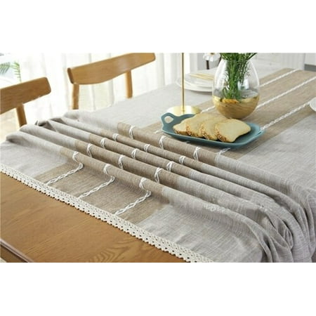 

UMMH Yarn-Dyed Linen Fabric Blue Gray Strip Tassel Tablecloth Hotel Christmas Decoration Cloth for Coffee Bar Table