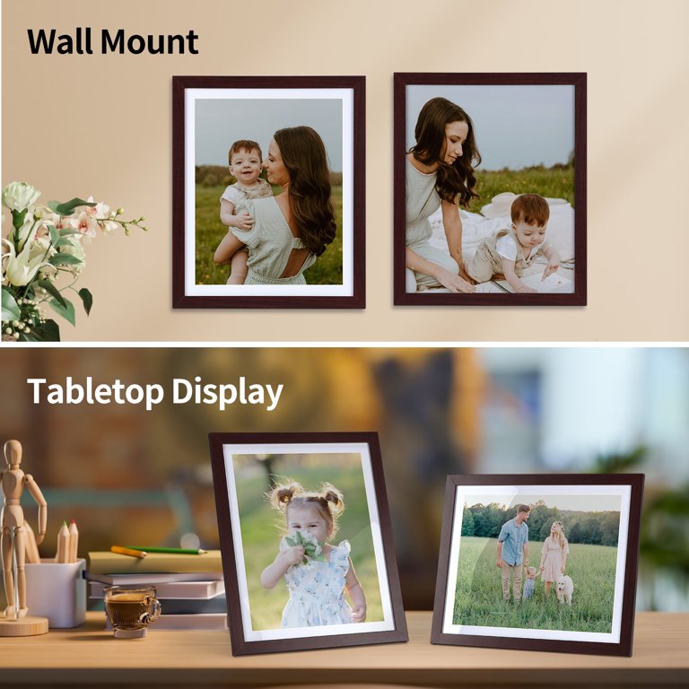 PEALSN Set Of 6 Black 11x14 Picture Frames - Display 8x10 With Mat Or 11x14 Without - Wall Or Tabletop Gallery