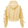 thumbnail image 5 of Zip Up Hoodie Women with Ribbon Bows Cropped Varsity Jacket Fall Cute Outerwear, 5 of 6