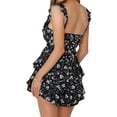 thumbnail image 3 of Floral Print Women Sleeveless Ruffle Layer Jumpsuit Rompers, 3 of 4