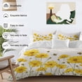 thumbnail image 5 of Yellow Flowers Full Size Comforter Set, Spring Floral Bee Linen Texture Plant Watercolor Bedding for All Seasons, 4 Pcs Bed Set, 1Quiltcover (86"x86") ,1Sheet(80"x116"), 2Pillowcases (30"x20"), 5 of 9
