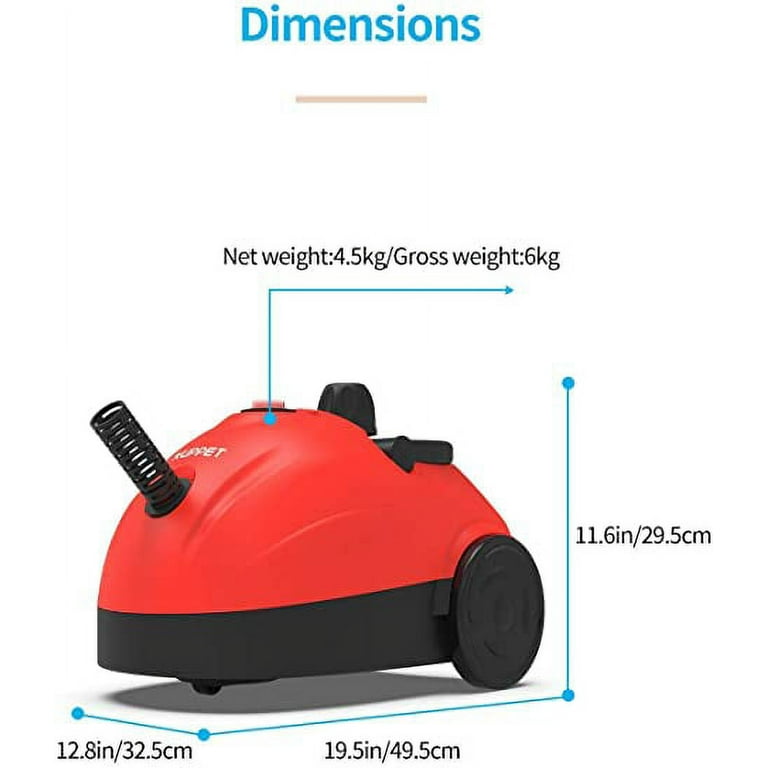 KUPPET 1500W Multi-Purpose Steam Cleaner with 13 Accessories, 1.2L Tank  Household Steamer for Rolling Cleaning, Pressurized Steam Cleaning for Most  Floors, Carpet, Windows, Cars, Red 