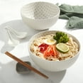 thumbnail image 2 of INFUSE 2 Piece Set of Large 58 oz. Stoneware Ramen Noodle Bowls Pho Soup Dinner, Cream Stars, 2 of 7