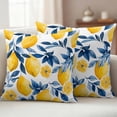 thumbnail image 5 of 2 Pack Outdoor Waterproof Throw Pillow Covers,Watercolor Lemon Blue Leaves on White Decorative Square Pillow Case Patio Pillowcases for Chair Couch Sofa 16x16in, 5 of 9