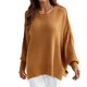 thumbnail image 1 of Ronda Masajeadores de cuello lado split suéter moda suelta manga larga Jumper Top para otoño invierno amarillo S, 1 of 8