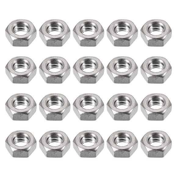 Unique Bargains 3/16'-24 Hex Nuts 304 Stainless Steel Fastener 20pcs for Screw Bolt