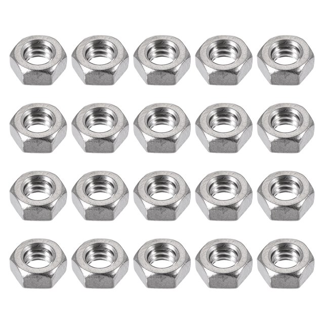 Unique Bargains 3/16'-24 Hex Nuts 304 Stainless Steel Fastener 20pcs for Screw Bolt