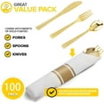thumbnail image 5 of 400PCS Pre Rolled Silver Plastic Silverware Sets - Heavy Duty Silver Cutlery - Include 100 Pack Wrapped Disposable Utensils with Napkins for Parties & Dinners & Weddings, 5 of 9
