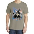 thumbnail image 2 of Wild Bobby, Howling Wolf Full Moon, Animal Lover, Garment-Dyed Washed Look Short Sleeve T-Shirt, Sand, Medium, 2 of 3