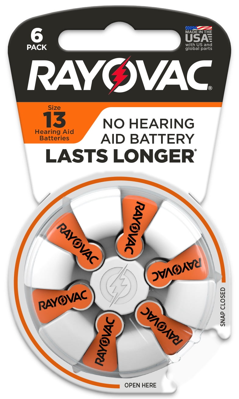Rayovac Size 13 Hearing Aid Batteries (6 Pack), Size 13 Batteries