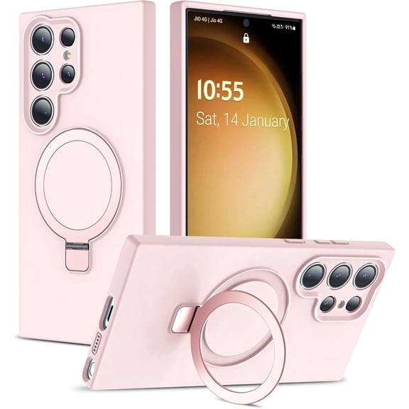 MYKOMI Compatible with Samsung Galaxy S24 Ultra Case with Magnetic Invisible Ring Stand, Compatible with Mag-Safe, Military Drop Protection Silicone S24 Ultra Phone Case for Women Men