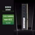 thumbnail image 3 of PC Mémoire d'Ordinateur DDR3 8 Go 1600MHz Module Mémoire PC RAM Bureau Travail Designer Logiciel Jeu Rapide (Noir) 8G D3 1066MHz PC BK, 3 of 5