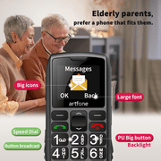 artfone C1+4G, Unlocked Cell Phone for Seniors, Basic Phone with Large Buttons, SOS Button, Loud Speaker, Speed Dial, FM Radio, Charging Dock, Black