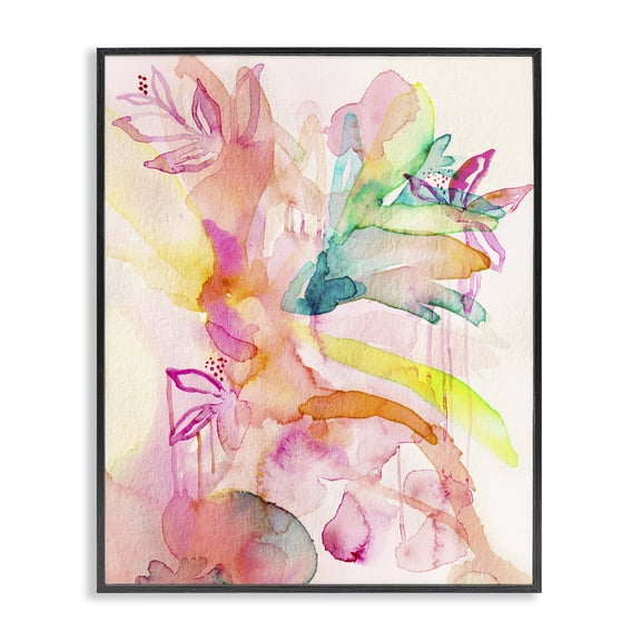 Stupell Industries Eclectic Watercolor Island Florals Black Framed Giclee Art, 11 x 14, by Gemma Bardot