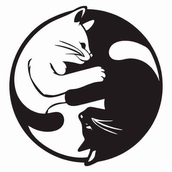 HELLOYOUNG Yin-Yang Cat Wall Decor Metal Art, Waterproof Indoor Outdoor Modern Home Decor for Bedroom Living Room Garden Wall Hanging Gift