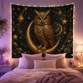 thumbnail image 2 of Owl Perched on Crescent Moon Against Starry Night Sky, Mystical Celestial for Astronomy Enthusiasts, Celestial Wall Art, Birthday Gift Tapestry Wall Hanging for Bedroom and Living Room, 2 of 7