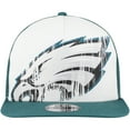thumbnail image 2 of Youth New Era White/Midnight Green Philadelphia Eagles Distressed 9FIFTY A-Frame Snapback Hat, 2 of 5
