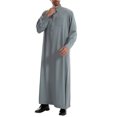 thumbnail image 3 of JXMVOJ Men's Muslim Robe Arab Middle Robe Long Style Long Sleeve Pullover Long Shirt Fashion Casual Robe, 3 of 8