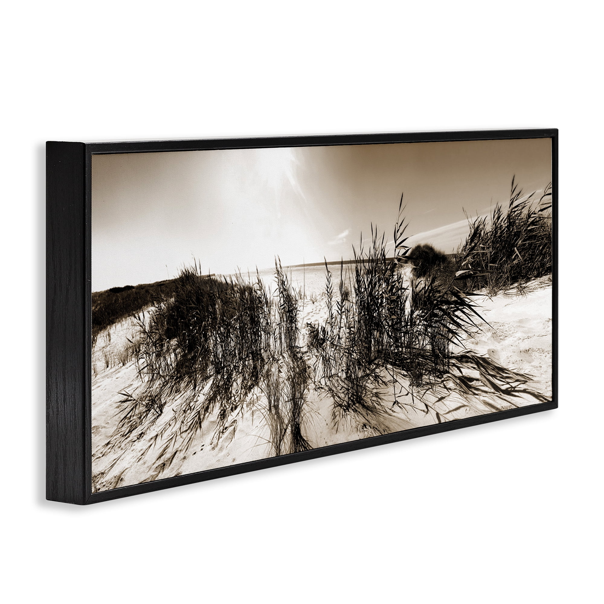 Stupell Industries Wind In The Dunes Coastal Photography Black Framed Art Print Wall Art, 24 x 10