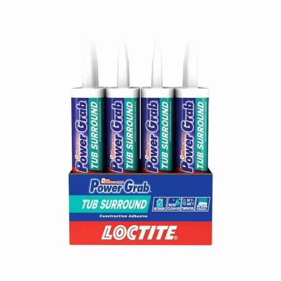 Loctite Power Grab Tub Surround Construction Adhesive, 9 fl oz, Cartridge 12 Pack