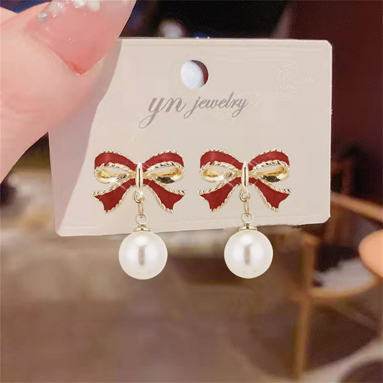 ENSKEFEN Gold Bow Stud Earrings For Women - Multi-Ribbon Knot Design, Hypoallergenic