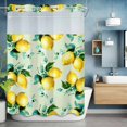 thumbnail image 6 of No Hook Shower Curtain with Snap in Liner, Country Yellow Lemon Green Leaf Waterproof Bath Curtain Double Layers with See Through Top Window, Farmhouse Fruit Leaves Hotel Shower Curtains 72x84in, 6 of 9