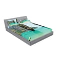 thumbnail image 2 of Ambesonne Tropical Fitted Sheet & Pillow Sham Set, Beach Cruising Journey, Full, Green Brown, 2 of 2