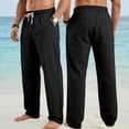 thumbnail image 2 of Akiihool Chino Mens Pants Men's Pants Casual Elastic Waist Drawstring Yoga Trousers Black,L, 2 of 9