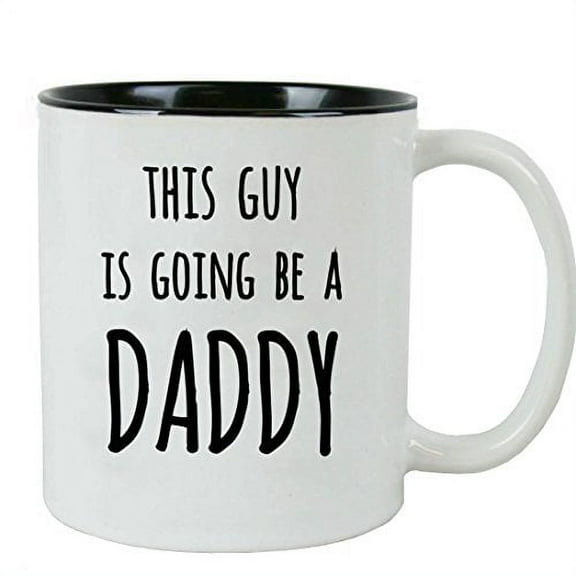 This Guy Is Going to Be a Daddy 11 oz White Ceramic Coffee Mug, (Black) with Gift Box