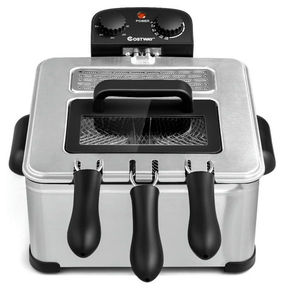 Barara King Electric Deep Fryer 5.3QT/21-Cup Stainless Steel 1700W with Triple Basket
