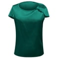 thumbnail image 5 of MIXUE Boho Tops For Women Summer Satin Solid Color Round Neck Short Sleeve Loose Fit Casual Tee Shirts Daily-Wear,Green,L, 5 of 6