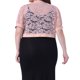 thumbnail image 3 of Cárdigans cortos de talla grande para mujer Agnes Orinda, con frente abierto, mangas cortas, encaje floral y boleros transparentes 1X Rosa, 3 of 6