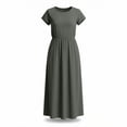thumbnail image 5 of Admvng Women's Maxi Dress Short Sleeve Round Neck Casual Dress with Pockets Flowy Summer Long Dress, 5 of 6