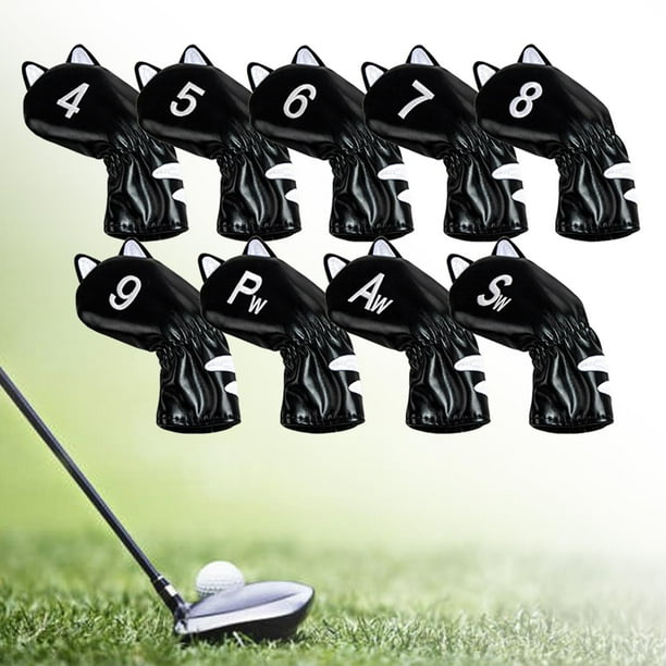 Cubiertas impermeables para cabeza de palo de Golf Macarena 9 piezas de hierro negro Fundas para cabezas de golf
