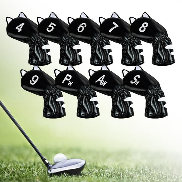 Golf Head Covers Equipment Golf Cue Protector Mallet Putter Putter Cue Headcover 9pcs Iron Black