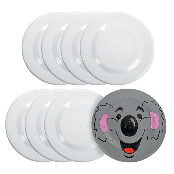 Fun Express 7" Bulk 96 Pieces DIY White Round Plastic Flying Discs