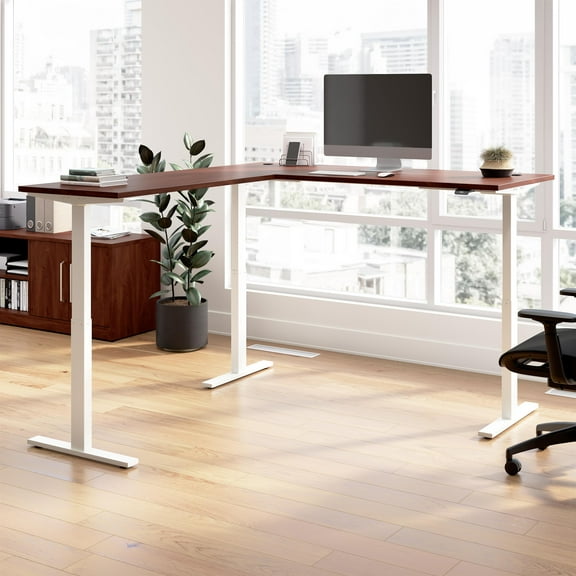 Move 60 Series 72W L Shaped Standing Desk in Hansen Cherry - Engineered Wood