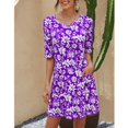 thumbnail image 1 of Nouvelle Robe de Poche à Manches Courtes Imprimée Florale pour Femmes une Robe de Ligne, 1 of 3