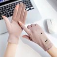 thumbnail image 4 of Guantes cortos de algodón para mujer, con protección solar, antiultravioleta, antideslizantes, finos, de verano, con dos dedos expuestos, para montar a caballo y conducir, 4 of 5