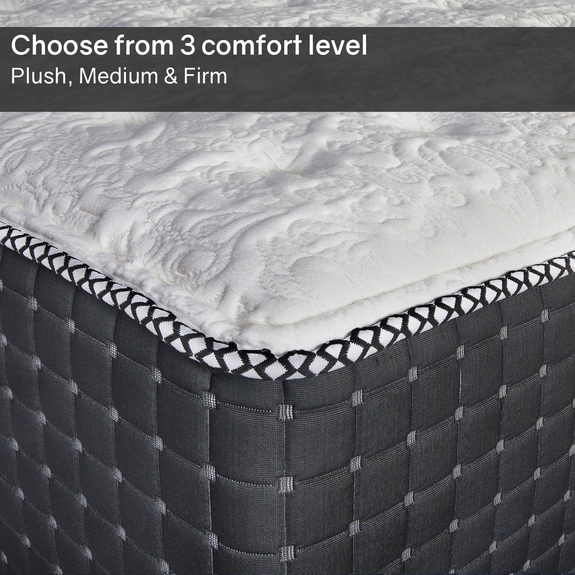Continental Sleep, 14" Firm Hybrid Mattress-w/Heavy Damask Fabric, Pocket Coils for Motion Isolation, Pressure Relief & Cooling-Reinforced Edges, H/D Foam Base, 2" Soft Quilted Top, Queen