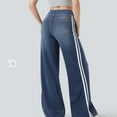 thumbnail image 4 of WTOBBY Women's Versatile High Street Retro Washed Blue Jeans with Side Stripes for a Fashionable and Casual Look in Daily Wear,Dark Blue L, 4 of 4