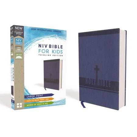 Niv, Bible for Kids, Large Print, Leathersoft, Blue, Red Letter Edition, Comfort Print : Thinline