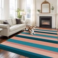 thumbnail image 3 of Blue Pink Striped Area Rug 6x9 Washable Rug Non Slip Farmhouse Stripe Large Area Rug Soft Stainresistant Indoor Floor Carpet for Living Room Bedroom Home Office Dining Room Nursery, 3 of 8