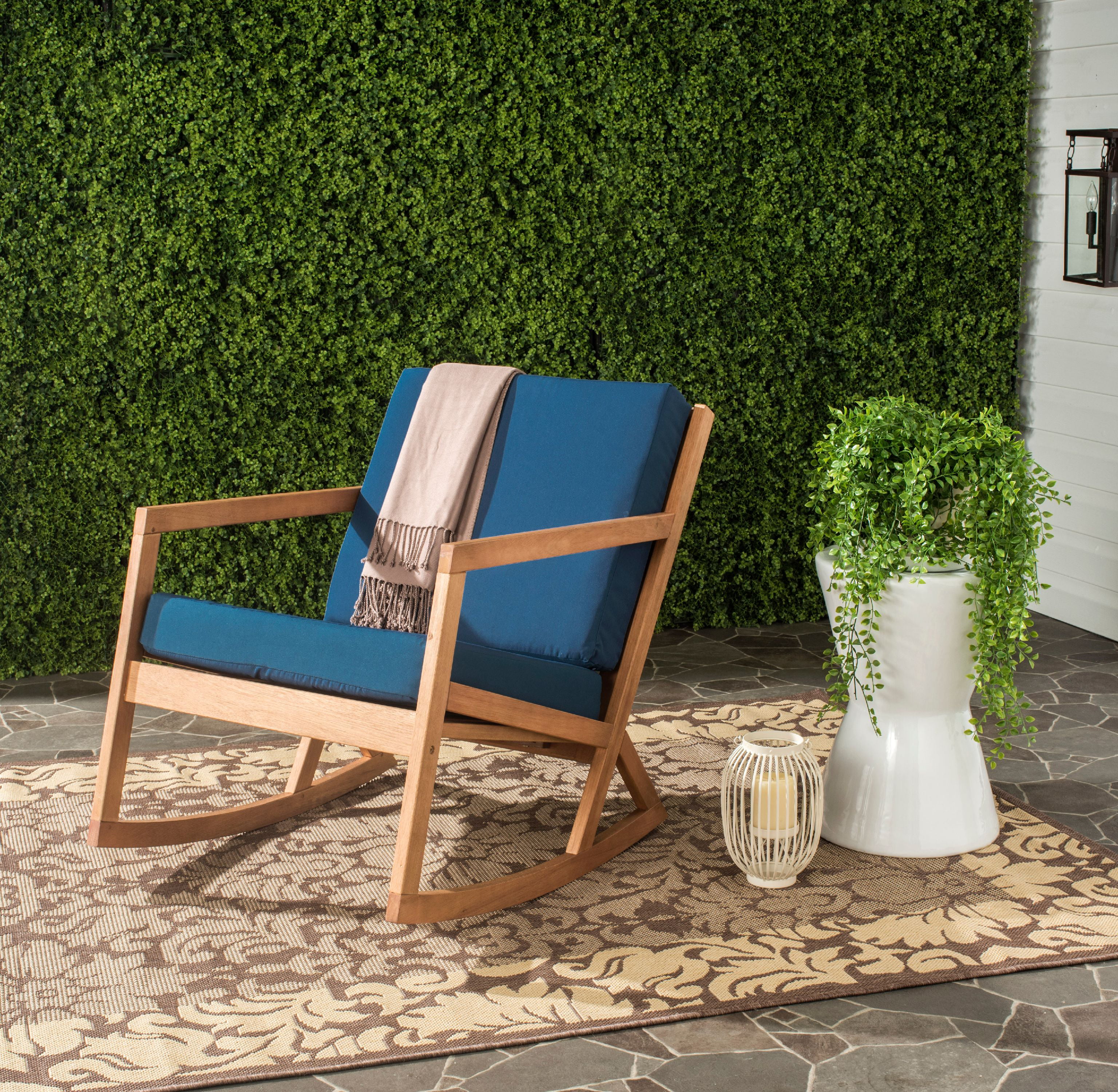 safavieh vernon indooroutdoor modern rocking chair with cushion   walmart