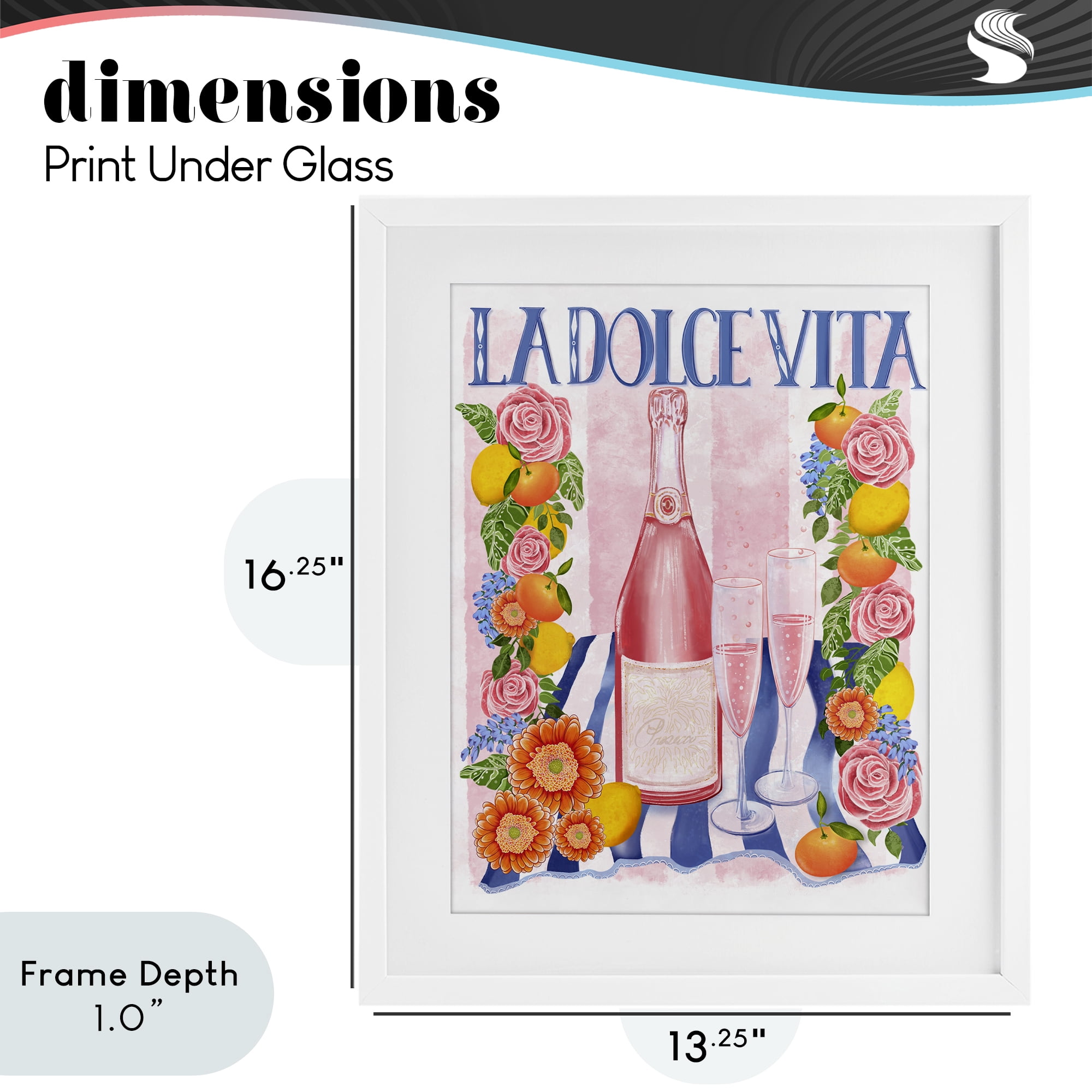 Stupell Industries Pink Champagne Picnic White Framed Print Under Glass, design by Lori Mosley