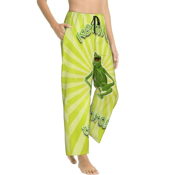 Womens Ke-Rmit The Fro Pajama Pants Soft Lightweight Pajama Pants Cartoon Pajama Bottoms