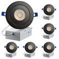 thumbnail image 1 of LED 4-Inch Black Gimbal Recessed Slim LED Pot Lights with Junction Box - Dimmable 7W 560LM, 5000K Cool White, 6-PACK, 1 of 1