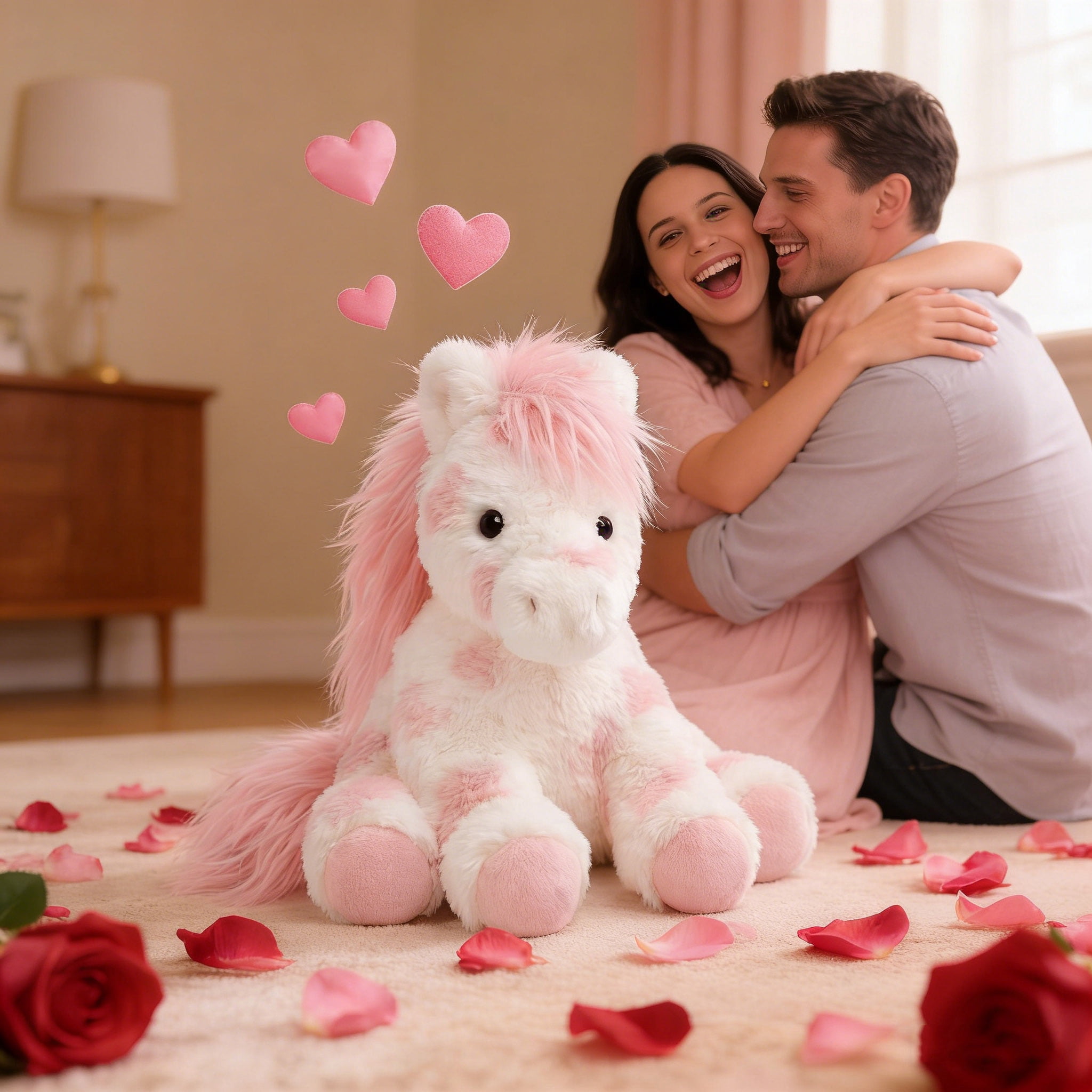 Adorable Pink Horse Stuffed Animal Plush, 20" Large Soft Toy, Valentine's Day Gift for Women Men, Birthday Mother's Day Present, New Year Easter Home Decor
