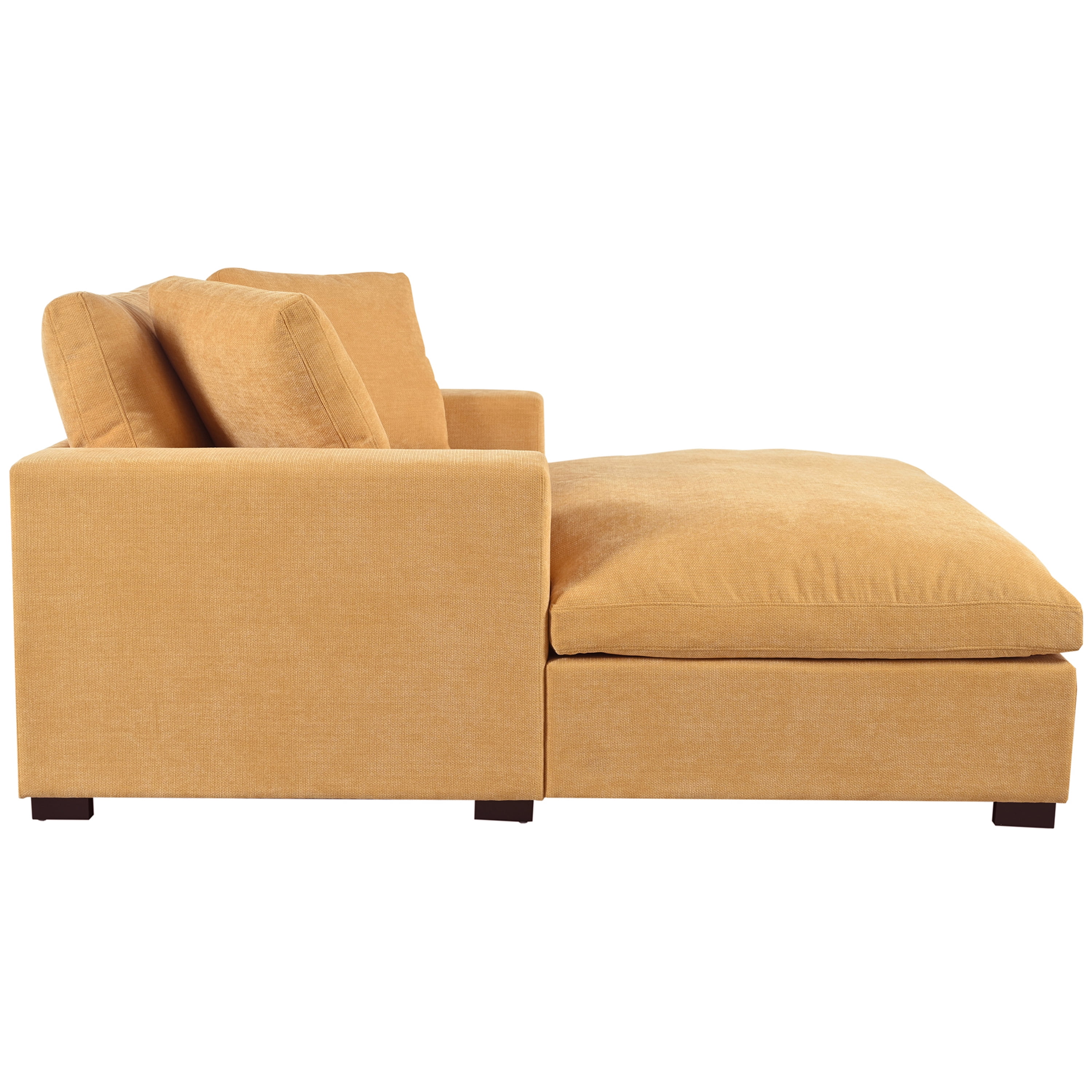 EUROCO 53.5"W Oversized Chaise Lounge Indoor,Corduroy Upholstered Sofa Bed with Throw Pillows , Armrests and Solid Wood Legs, Sleeper Chair- Plush Chair Bed for Living Room,Yellow